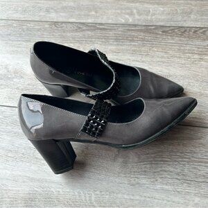 Gino Vaello Patent Leather Sequins Strap Pumps Made in Spain